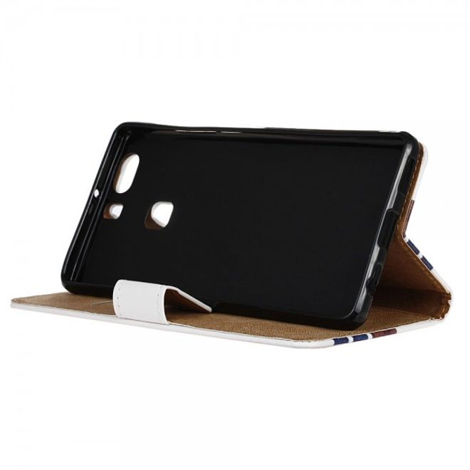 Huawei P9 Plus Leder Case Handy Hülle mit geometrischem Stammesmuster