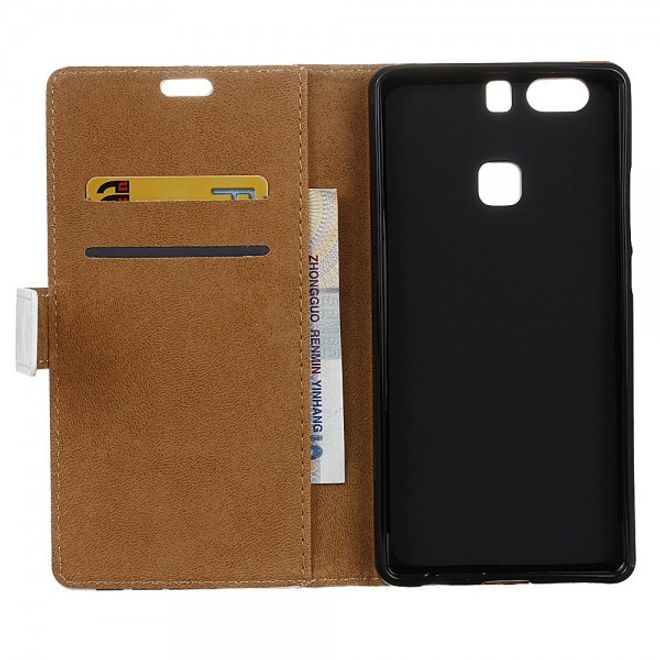 Huawei P9 Plus Leder Case Handy Hülle mit geometrischem Stammesmuster