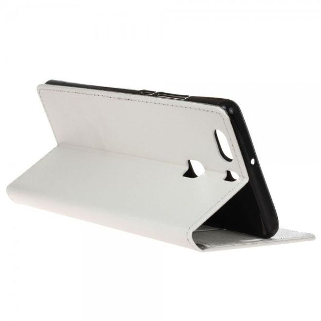 Huawei P9 Plus Leder Case Hülle mit sandartiger Oberfläche und Standfunktion - weiss