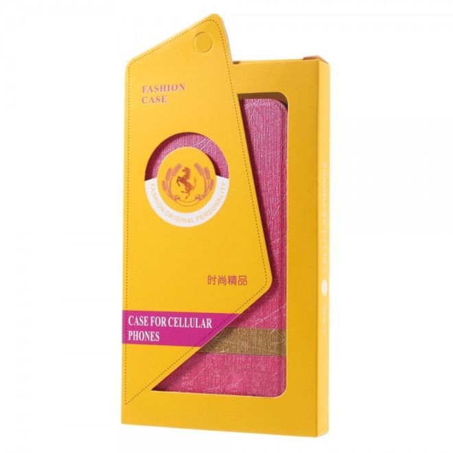 Huawei P9 Plus Leder Case Hülle mit stoffartiger Textur und Standfunktion - rosa