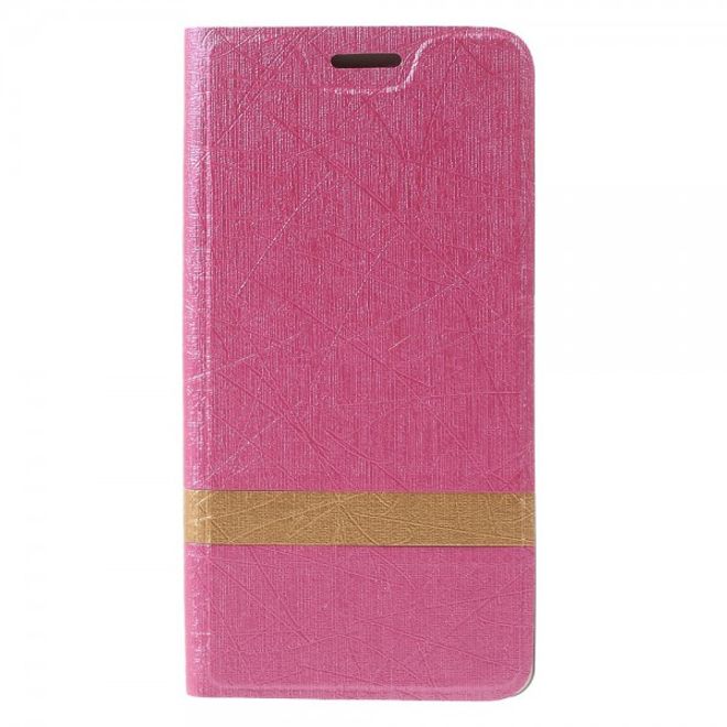 Huawei P9 Plus Leder Case Hülle mit stoffartiger Textur und Standfunktion - rosa