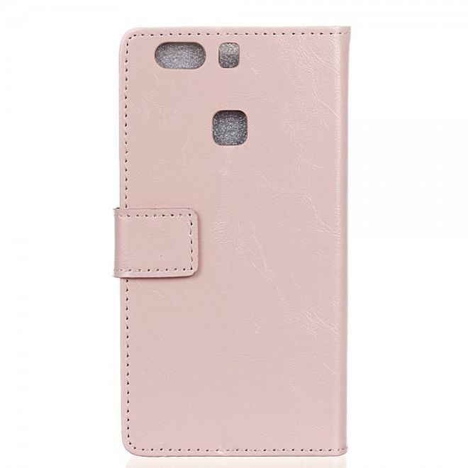 Huawei P9 Plus Moderne Crazy Horse Leder Cover Hülle mit Standfunktion - pink