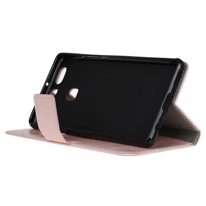 Huawei P9 Plus Moderne Crazy Horse Leder Cover Hülle mit Standfunktion - pink