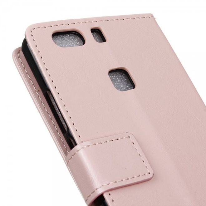 Huawei P9 Plus Moderne Crazy Horse Leder Cover Hülle mit Standfunktion - pink