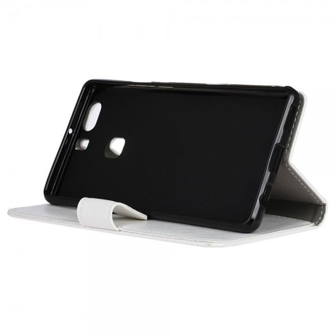 Huawei P9 Plus Schicke Crazy Horse Leder Case Hülle mit Standfunktion - weiss