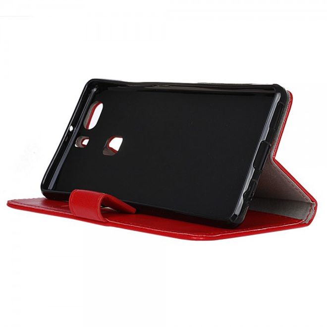 Huawei P9 Plus Schicke Crazy Horse Leder Case Hülle mit Standfunktion - rot