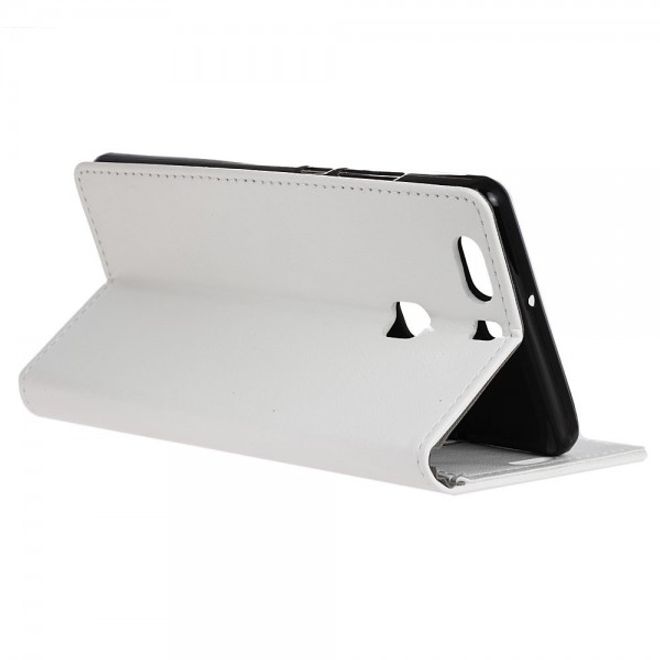 Huawei P9 Plus Schicke Crazy Horse Leder Case Hülle mit Standfunktion - weiss