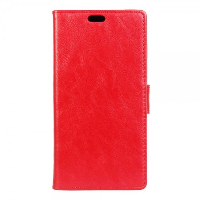 Huawei P9 Plus Schicke Crazy Horse Leder Case Hülle mit Standfunktion - rot