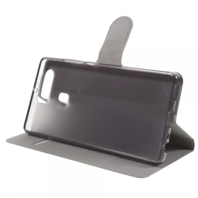 Huawei P9 Schicke Crazy Horse Leder Case Hülle mit Standfunktion und Kreditkartenslots - weiss