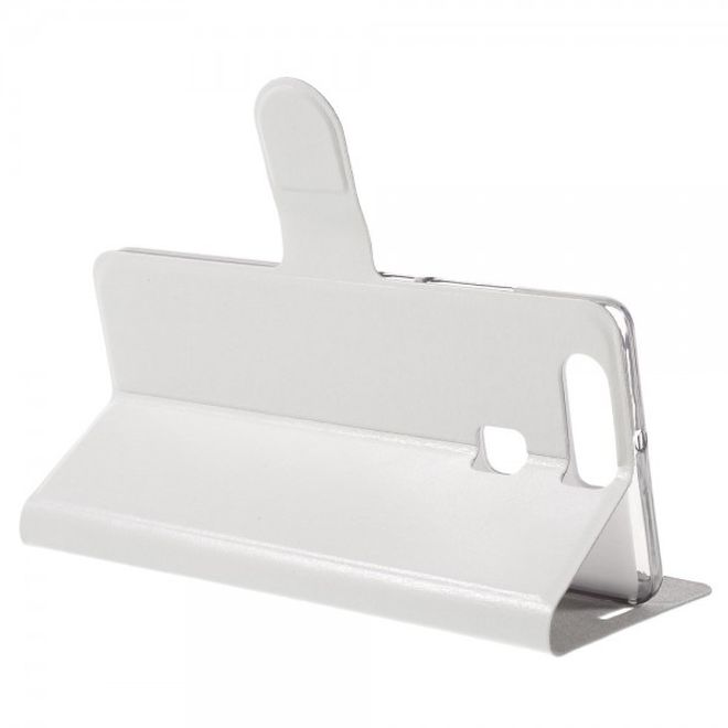 Huawei P9 Schicke Crazy Horse Leder Case Hülle mit Standfunktion und Kreditkartenslots - weiss