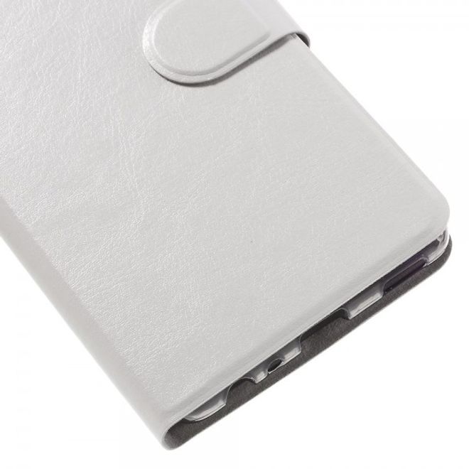 Huawei P9 Schicke Crazy Horse Leder Case Hülle mit Standfunktion und Kreditkartenslots - weiss