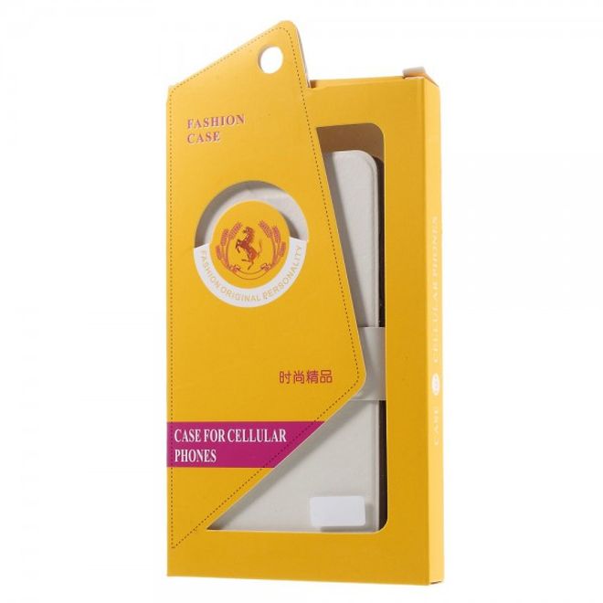 Huawei P9 Schicke Crazy Horse Leder Case Hülle mit Standfunktion und Kreditkartenslots - weiss