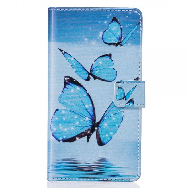 Hülle für Huawei P9 Lite - Case aus Leder - wunderschöne, blaue Schmetterlinge