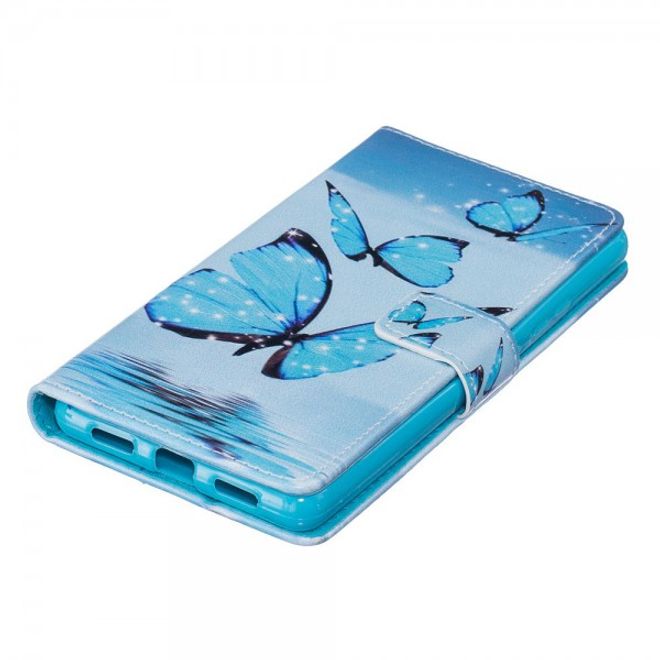 Hülle für Huawei P9 Lite - Case aus Leder - wunderschöne, blaue Schmetterlinge