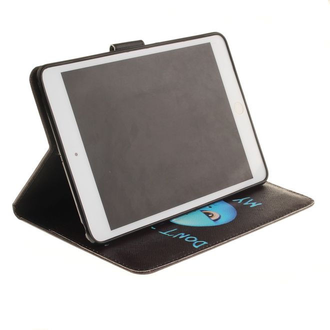 Hülle für iPad Air 2 - Cover aus Leder - mit Standfunktion - zorniges Smiley und Spruch