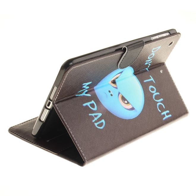Hülle für iPad Air 2 - Cover aus Leder - mit Standfunktion - zorniges Smiley und Spruch