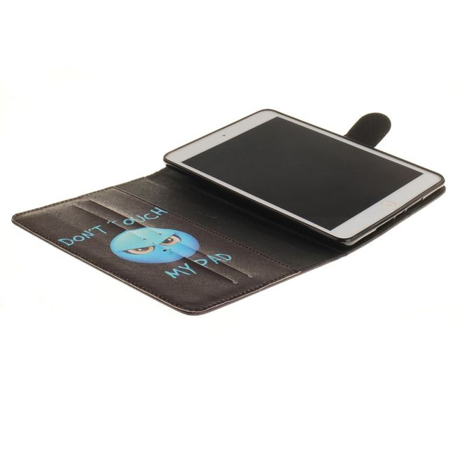 Hülle für iPad Air 2 - Cover aus Leder - mit Standfunktion - zorniges Smiley und Spruch