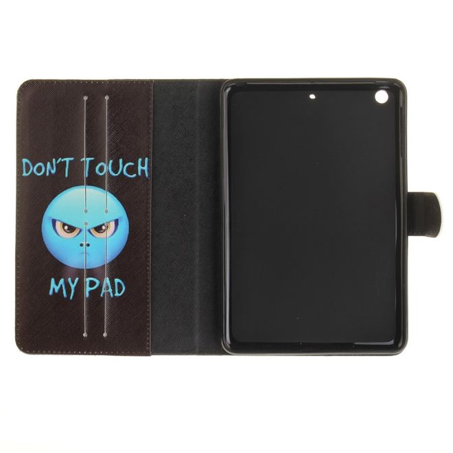 Hülle für iPad Air 2 - Cover aus Leder - mit Standfunktion - zorniges Smiley und Spruch