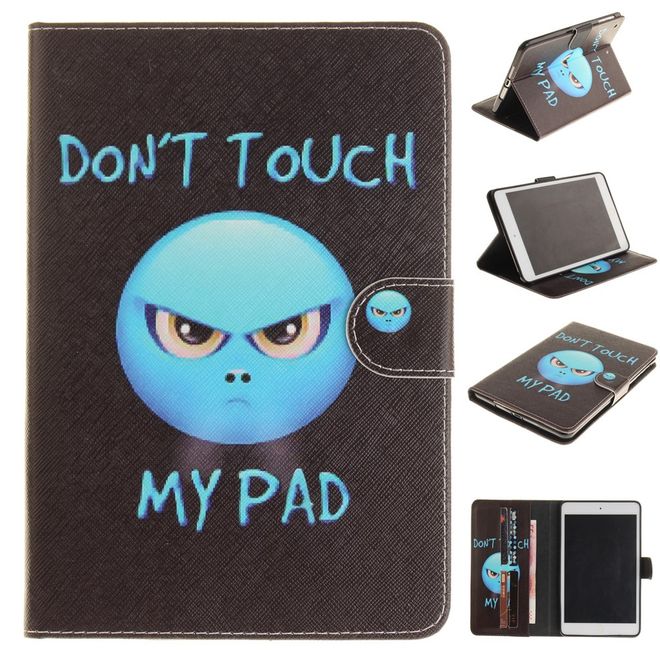 Hülle für iPad Air 2 - Cover aus Leder - mit Standfunktion - zorniges Smiley und Spruch