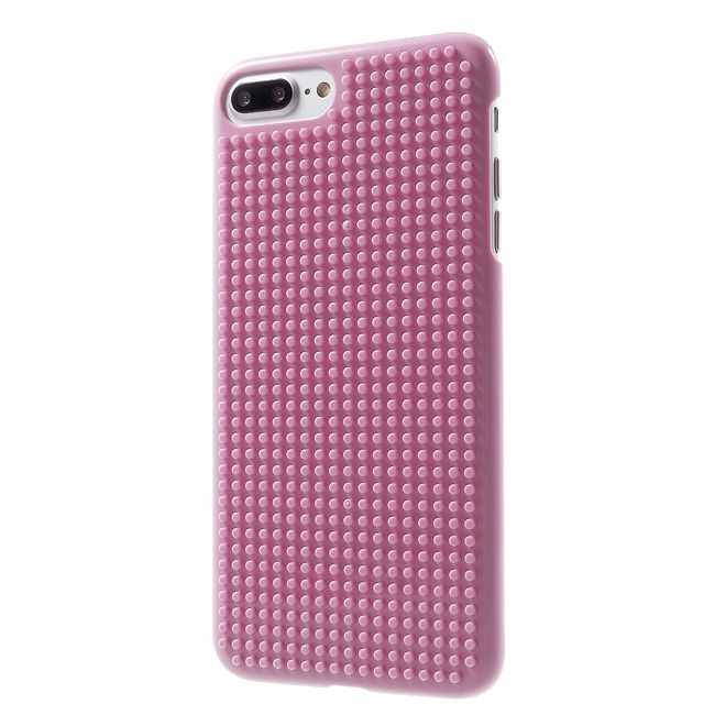 Do it yourself Hülle für iPhone 8 Plus / 7 Plus - Case aus Plastik - mit kleinen Bauklötzen - pink/kleiner Hund