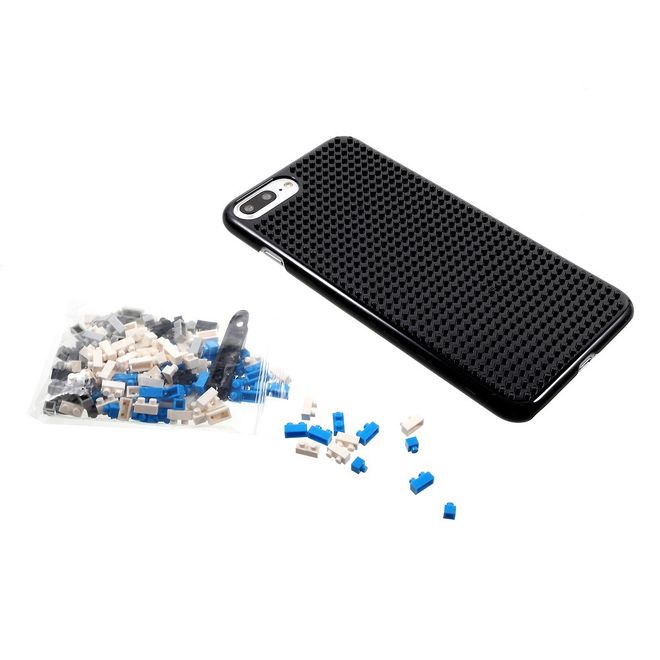 Do it yourself Hülle für iPhone 8 Plus / 7 Plus - Case aus Plastik - mit kleinen Bauklötzen - schwarz/Totenkopf