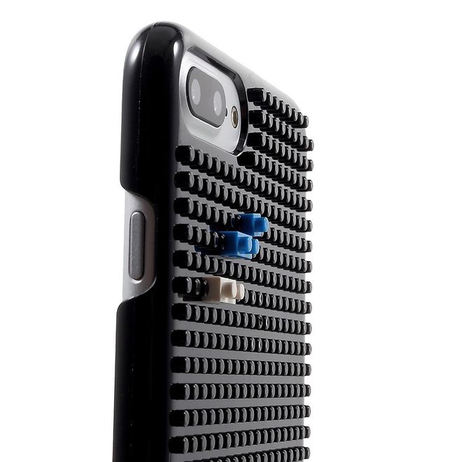 Do it yourself Hülle für iPhone 8 Plus / 7 Plus - Case aus Plastik - mit kleinen Bauklötzen - schwarz/Totenkopf