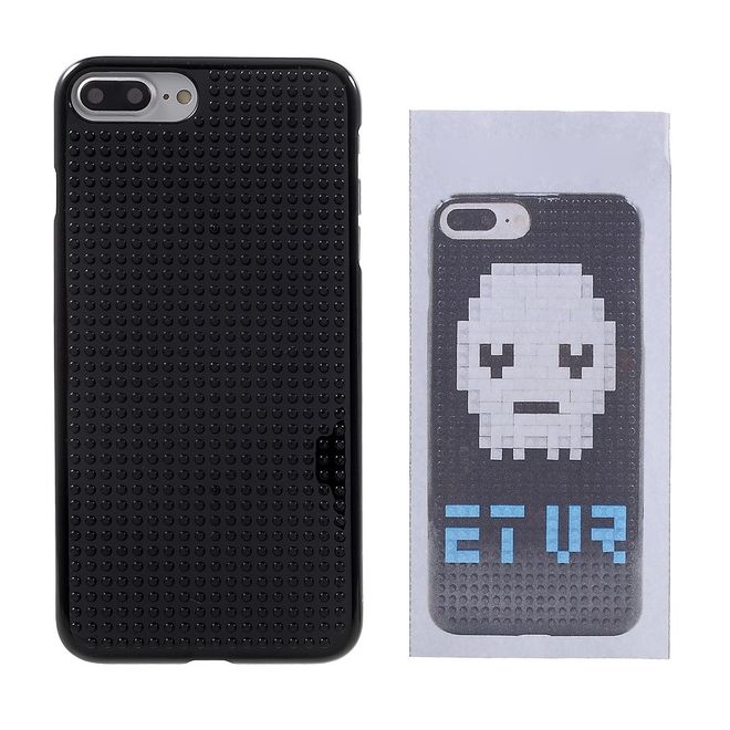 Do it yourself Hülle für iPhone 8 Plus / 7 Plus - Case aus Plastik - mit kleinen Bauklötzen - schwarz/Totenkopf