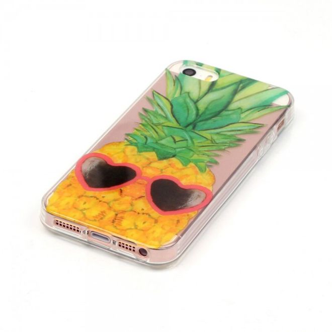 Hülle für iPhone SE/5S/5 - TPU Soft Case - Ananas und Sonnenbrille
