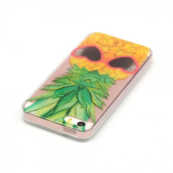 Hülle für iPhone SE/5S/5 - TPU Soft Case - Ananas und Sonnenbrille