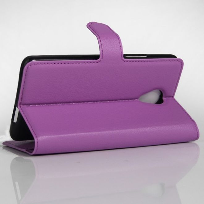 Hülle für Wiko Robby - Handy Case aus Leder - mit Litchitextur und Standfunktion - purpur