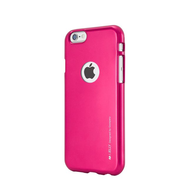 Goospery - iPhone 8 Plus / 7 Plus Hülle - Cover aus elastischem Gummi - i Jelly Series (Hole) - pink