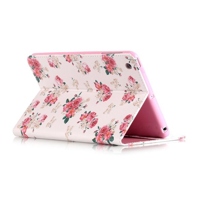 Étui pour iPad Mini 1/2/3 - Étui en cuir - Avec fonction support - Motif roses -
