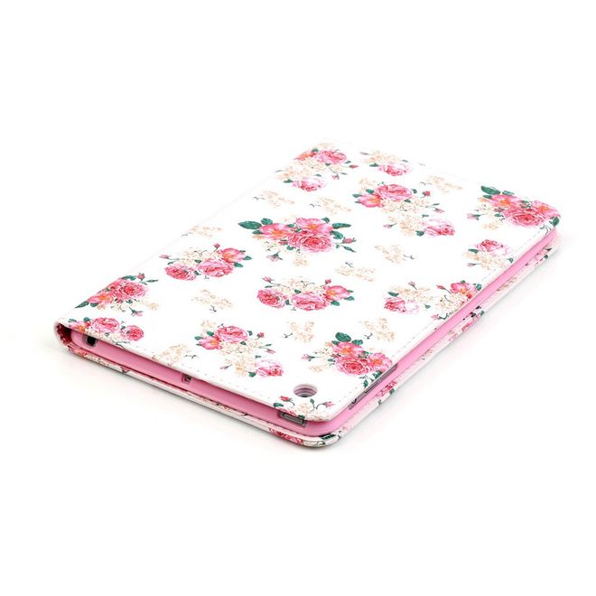 Étui pour iPad Mini 1/2/3 - Étui en cuir - Avec fonction support - Motif roses -