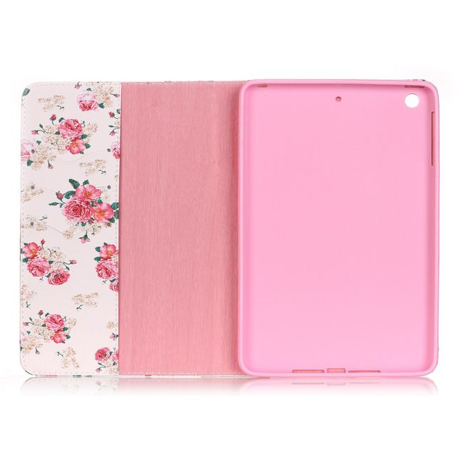 Étui pour iPad Mini 1/2/3 - Étui en cuir - Avec fonction support - Motif roses -