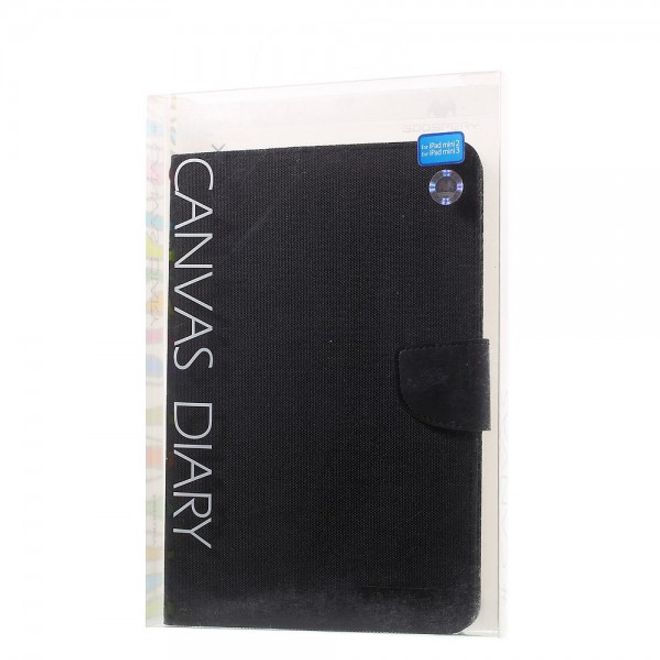 Goospery - iPad Mini 1/2/3 Hülle - Tablet Bookcover - Canvas Diary Series - schwarz