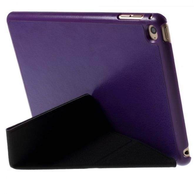 iPad Mini 4 Leather Smart Cover with Origami Stand Function - Purple