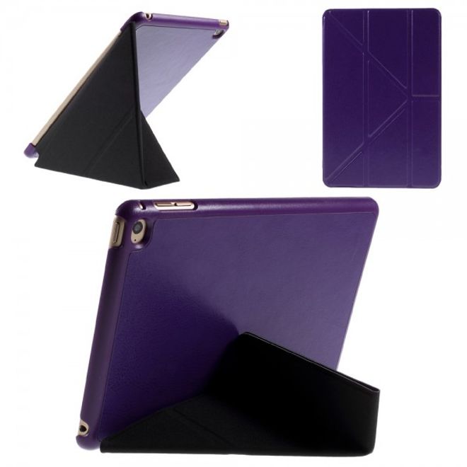 iPad Mini 4 Leather Smart Cover with Origami Stand Function - Purple