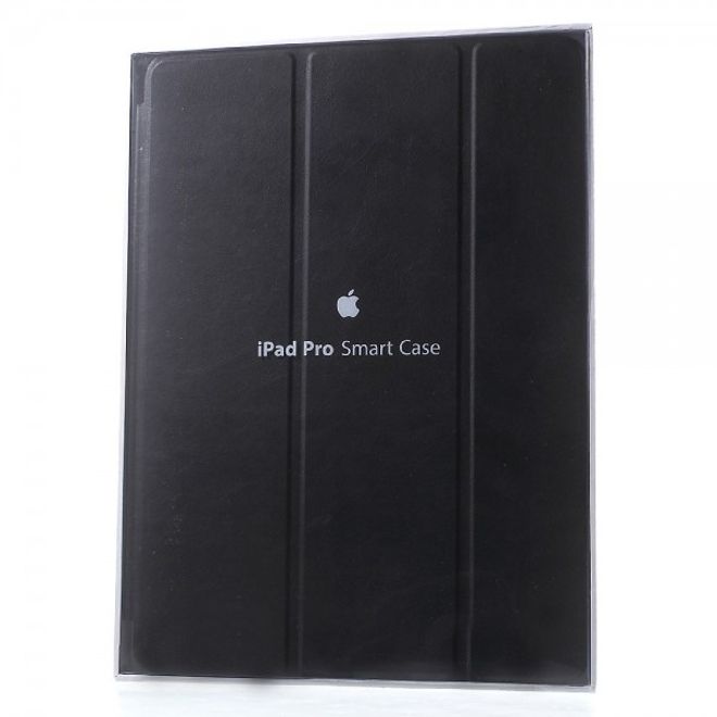 iPad Pro 12.9 Dreifach faltbare Leder Cover Hülle - schwarz