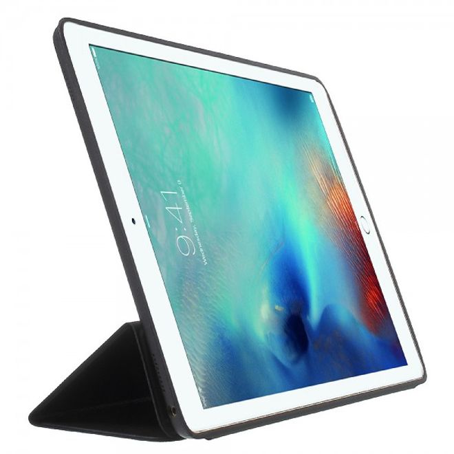 iPad Pro 12.9 Dreifach faltbare Leder Cover Hülle - schwarz