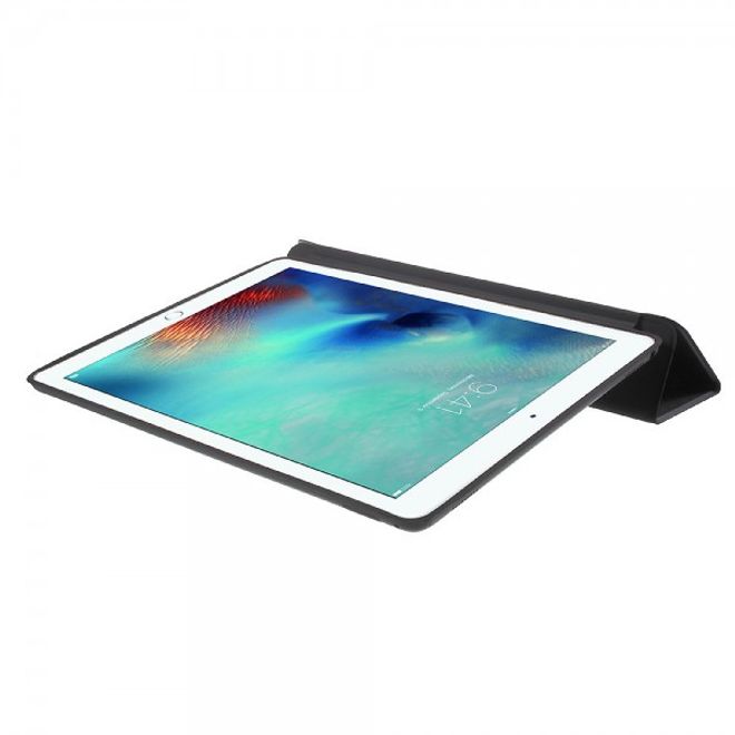 iPad Pro 12.9 Dreifach faltbare Leder Cover Hülle - schwarz