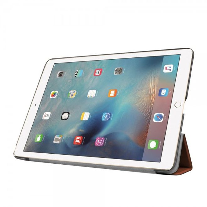Étui en cuir à trois volets pour iPad Pro 9,7 pouces avec fonction support - Marron
