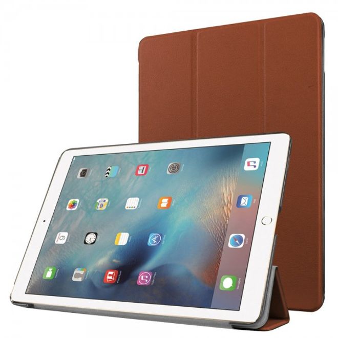 Étui en cuir à trois volets pour iPad Pro 9,7 pouces avec fonction support - Marron