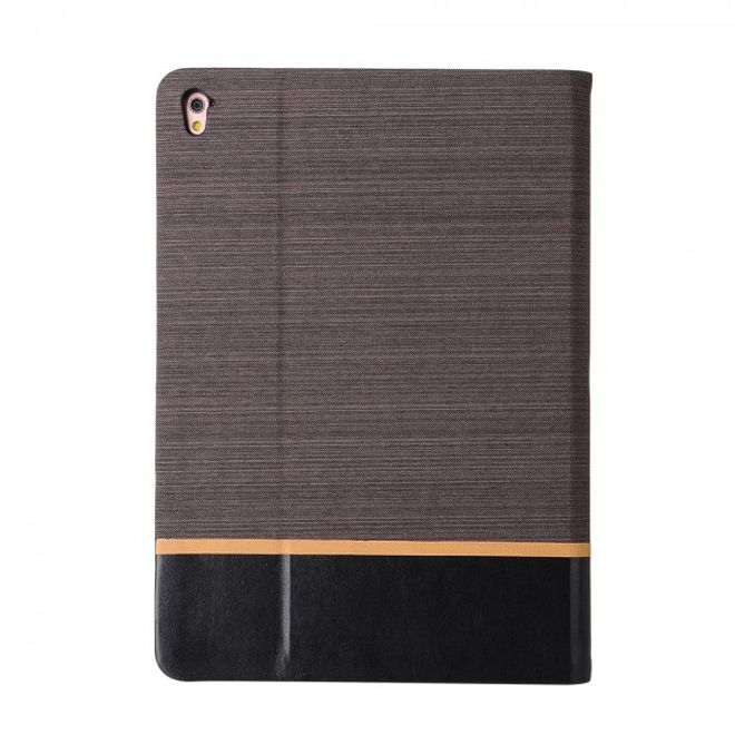 iPad Pro 9.7 Zweifarbige Leder Smart Case Hülle mit stoffartiger Textur - kaffeefarben