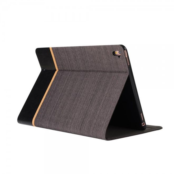 iPad Pro 9.7 Zweifarbige Leder Smart Case Hülle mit stoffartiger Textur - kaffeefarben