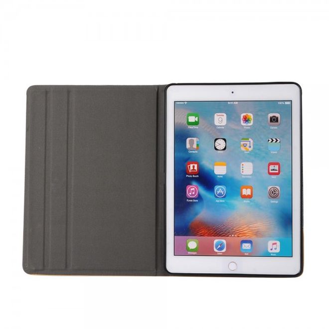 iPad Pro 9.7 Zweifarbige Leder Smart Case Hülle mit stoffartiger Textur - kaffeefarben