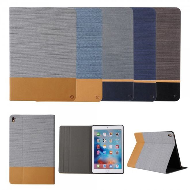 iPad Pro 9.7 Zweifarbige Leder Smart Case Hülle mit stoffartiger Textur - kaffeefarben