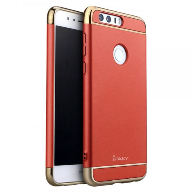 iPaky - Huawei Honor 8 Hülle - Cover aus Plastik - 3 in 1 ausklappbar - rot