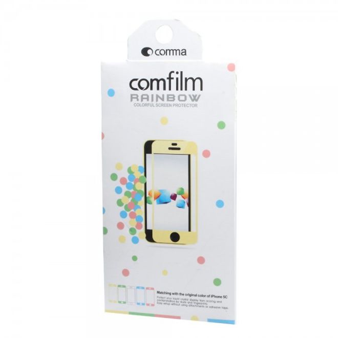 iPhone 5C Schutzfolie mit farbigem Rand von Comma - blau