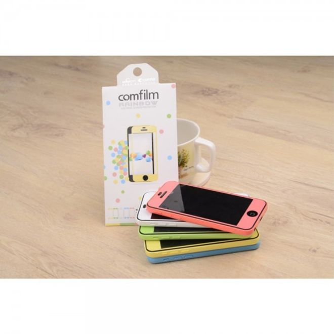 iPhone 5C Schutzfolie mit farbigem Rand von Comma - blau