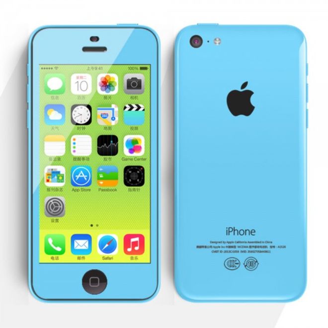iPhone 5C Schutzfolie mit farbigem Rand von Comma - blau